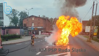 Pożar Samochodu 2024-08-02 g. 06:30 Ruda Śląska Halemba