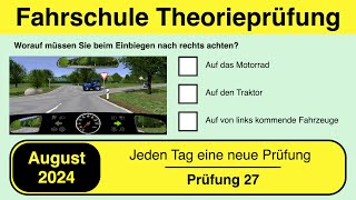 🚘 Führerschein Theorieprüfung Klasse B 🚗 August 2024 - Prüfung 27 🎓📚