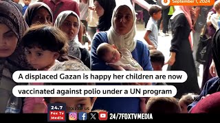 Displaced Palestinian Parents Bring Infants for Vaccination in Gaza Amid Calls for Ceasefire