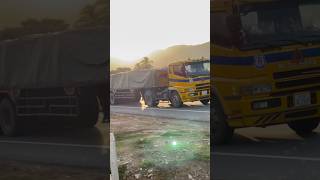 F U S O Yellow Truck Trailer driving on the road #truckdriver #FUSO #jcbvideo #truck #heavyvehicle