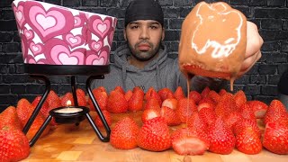 (ASMR) STRAWBERRY CHOCOLATE FONDUE MUKBANG