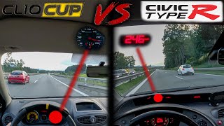 Honda Civic Type R vs. Renault Clio R.S. 200 CUP battle at TOP speed on the Highway