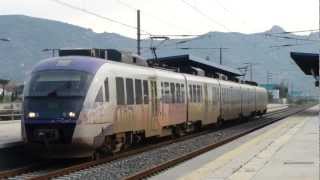 (HD)Trains between Loutropirgos-Megara(Greek National revolutions' day anniversary 25/03/12)