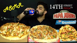 ASMR EATING PAPA JOHN'S PIZZA | BEST OF 14TH STREET PIZZA DOMINO'S PARI PARI PIZZA | BEST PIZZA PAKI