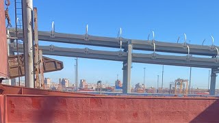 Loading of iron in a bulk carrier in Saint Petersburg Russia