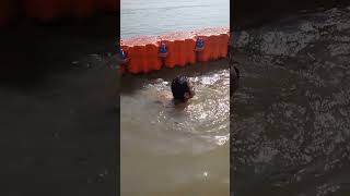 Taking a dip in the holy Ganges #trending #travel #varanasi #youtubeshorts #ytshorts #viral #shorts