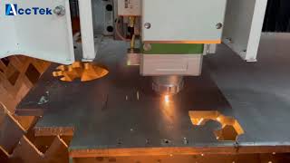 2kw raycus laser power acctek fiber laser cutting machine cutting 14mm thick carbon stainless steel