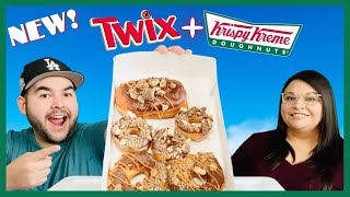 NEW Krispy Kreme TWIX Doughnuts Review | Caramel Cookie Crunch Bar, Original Filled, & Mini Donut 🍩