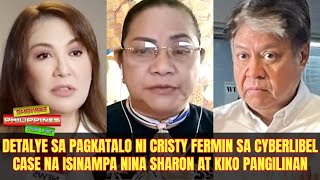 Detalye sa pagkatalo ni Cristy Fermina sa cyberlibel case na isinampa nina Sharon at Kiko Pangilinan