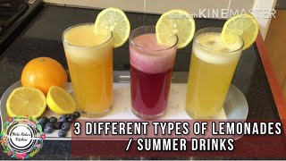 3 different types of refreshing lemonade | summer drinks recipe | nnrr kitchen