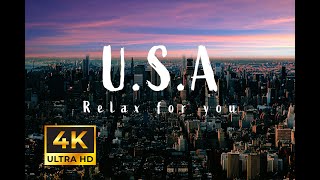 FLYING OVER THE USA -4K-Beautiful Relaxing Video-Ambient music-chill music-stressrelief