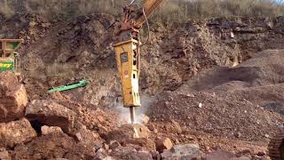 Indeco HP 3000 Rock Breaker on Komatsu PC210 Full HD