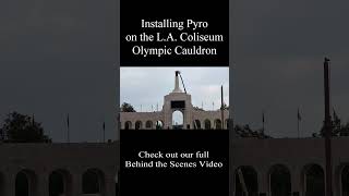 Installing Pyrotechnics on the USC Olympic Cauldron #usc #lacoliseum #caiguaqiang