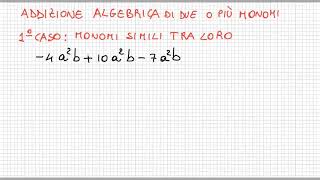 3B -Addizione algebrica di due o più monomi