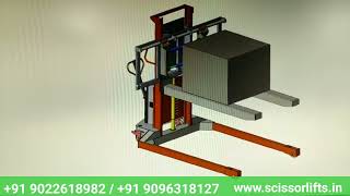 Car body lifting extended fork semi electical stacker Manufacturers - Vedant Lift