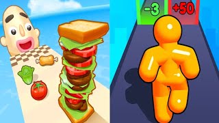 Sandwich Runner VS Tall Man Run - Satisfying ASMR Gameplay ALL Levels