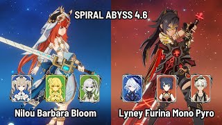 C0 Nilou Barbara Bloom | C1 Dehya Furina Mono Pyro | New Spiral Abyss 4.6 Floor 12 | Genshin Impact