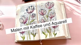 Bookflowers - Herbstzeitlose malen mit Kaffee und Aquarell in meinem altered book | junk journal