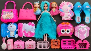 3 minutes satisfying unboxing with modern blue barbie doll makeup set | Miniature toys | ASMR