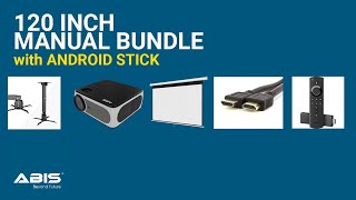 120" Manual Projector Screen & Projector Bundle with Android TV Stick for Home - Complete Set