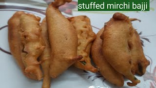 Stuffed mirchi bajji//mirchi bajji making in telugu//spicy and tasty mirchi bajji easy method