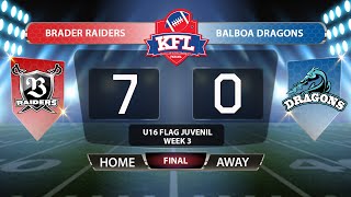 KFL U16 Flag Juvenil - Brader Raiders vs Balboa Dragons