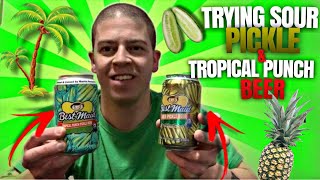 TRYING SOUR PICKLE AND TROPICAL PUNCH BEER (FUNNY REACTION)!!!!