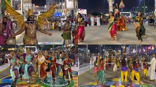 Cultural Teams Performing Infront Of Garuda Vahanam Enthralls Devotees