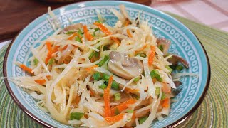 Маринованная капуста с грибами. Капуста, шампиньоны и морковь,вкуснейший салат. Хрустящая, сочная...