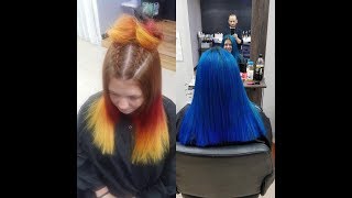 Color Change From Red To Blue Hair. Jayhair