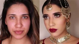 Traditional Pakistani Bride Golden Brown Eyes Bold lips