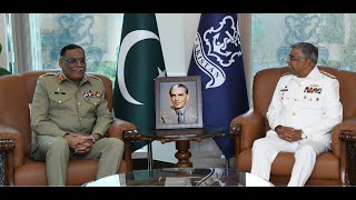 CJCSC General Sahir Shamshad Mirza visited NHQ Islamabad and met CNS Admiral Naveed Ashraf