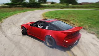 Drifting my 240SX on a touge style road (drone #shorts)