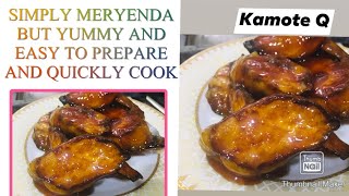 Cooking kamote Q my Meryenda