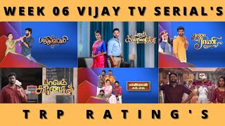 WEEK 06 VIJAY TV SERIAL'S TRP RATING'S (URBAN)🔥 | VIJAY TELEVISION | TAMIL | 2022 | SERIAL UPDATES