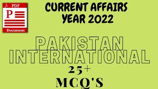 Year 2022 Current Affairs PDF |Pakistan And International Current Affairs 2022|