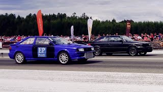 Audi Coupe 2.2TQ PT6062 vs Audi Coupe 2.2TQ Pulsar GTX3584RS 1/4 mile drag race