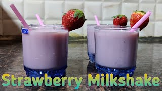 Strawberry Milkshake ll with 4 ingredients ll strawberry Milkshake at your home ll Sai Hanshitha