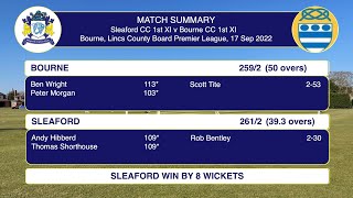 Sleaford CC 1st XI v Bourne CC 1st XI 17th September 2022