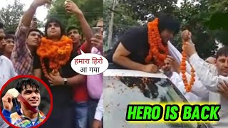 Neeraj Chopra Grand Welcoming By Millions of Fans and Family after Won Gold Medal in Olympic 2020 💞💞