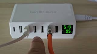 Chargeur USB C, Pratique station de charge 7 ports  1 USB C 15W + 6 USB A 12W  Max simultané de 40W