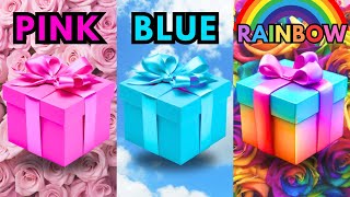 🤩 Choose your gift🎁💝✨️ | 3 gift box challenge | Pink Blue Rainbow #pickonekickone #giftboxchallenge