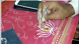 Making of beautiful Lotus flower on blouse sleeves