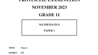 Grade 11 Maths Paper 1 November 2023