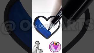 🔅How to Draw The Color Inside The Heart Drawn With A BLUE "💙" Pens? Step By Step, EASY? #shorts