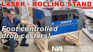 UPDATED!  Omtech Laser Cart workbench w/ foot activated drop casters