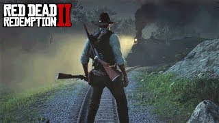 Red Dead Redemption 2 - Артур с бандой грабят поезд, перегородив пути цистерной с керосином