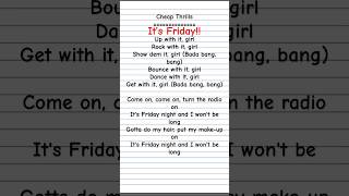 Cheap Thrills - Sia and Sean Paul | Lyrical song | #friday #lyrics #shorts