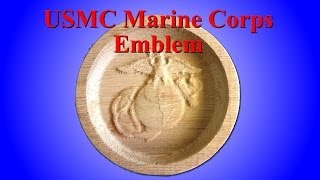 Sold - 3D USMC Emblem 3 Dimensional Redwood Carved Wood