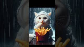 When White Cat enjoys rain, How cute #cat #funny #anime